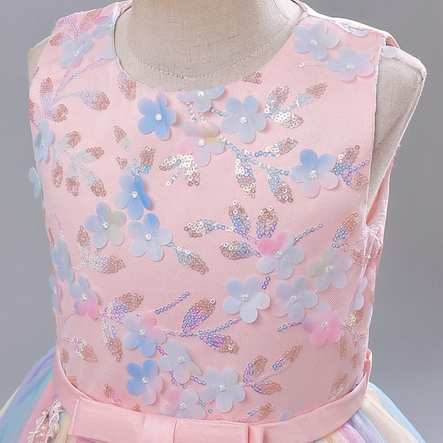 Color Dress Girl Girls' Solid Flower Party Kids FashionChic