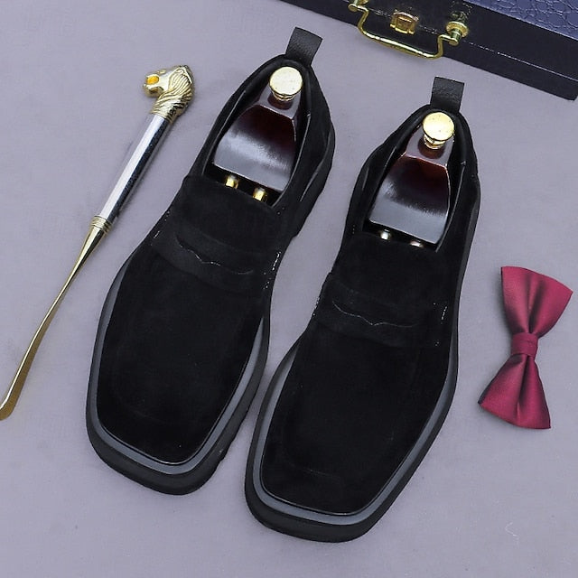 Men's Business Suede Cowhide Loafers -Classic Leather FashionChic