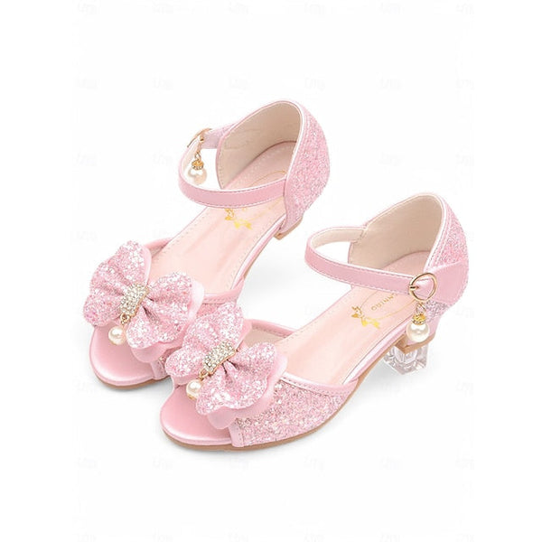 Pearl Purple Accent Sandals Glitter Bow Girls' with FashionChic