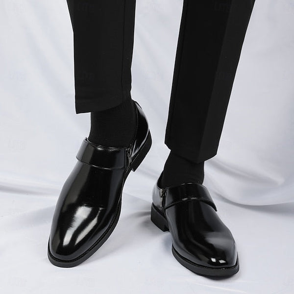 Dress Loafers Leather Brown Shoes Men's Business Slip-On FashionChic