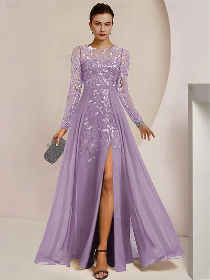 the Bride Mother Elegant Guest of Dress Jewel Wedding A-Line FashionChic