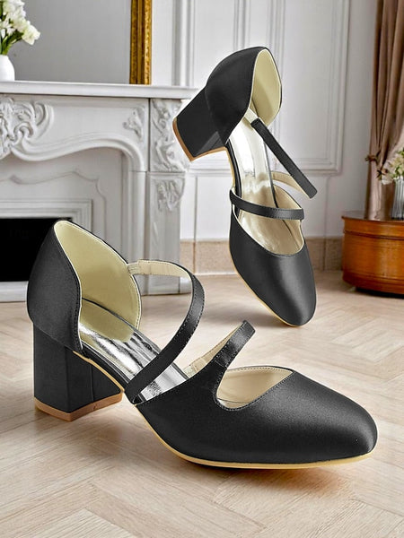 Green Elegant Women's Mary Heels 1950s Jane Satin Block – FashionChic