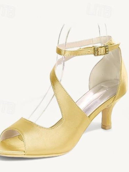 Kitten Wedding Shoes Women's Heel Bridal Buckle Open FashionChic