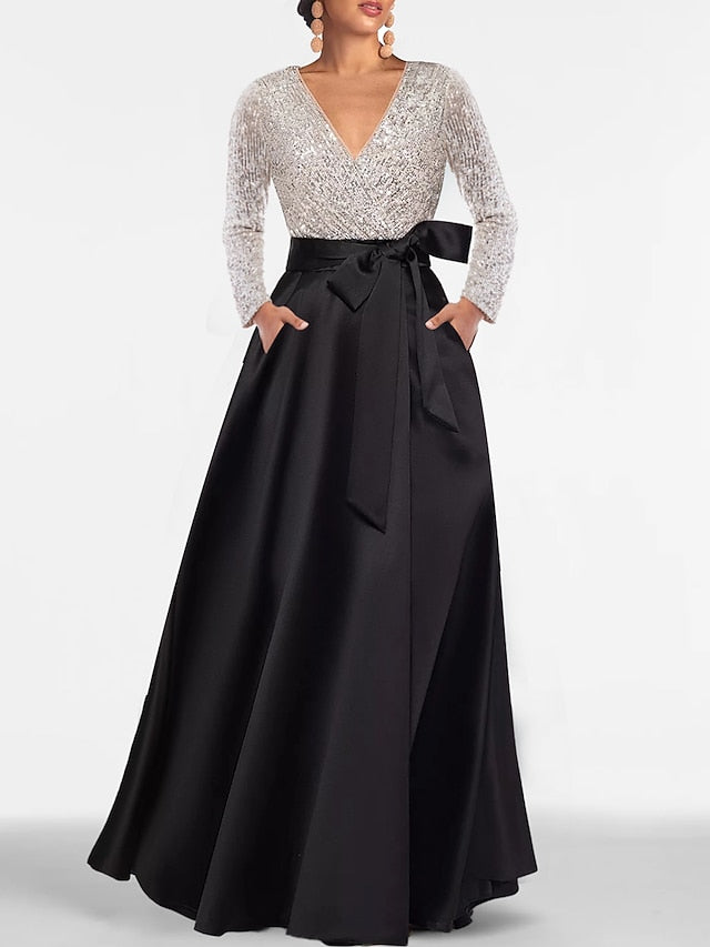 Evening Length Floor Formal Dress A-Line Elegant Long Gown FashionChic