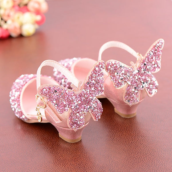 Princess Shoes Girls' Glitter Pink – Butterfly Sparkly FashionChic