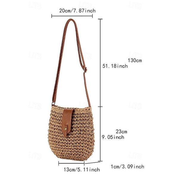 - Crossbody Women’s Chic Strap with Woven Straw Bag Leather FashionChic