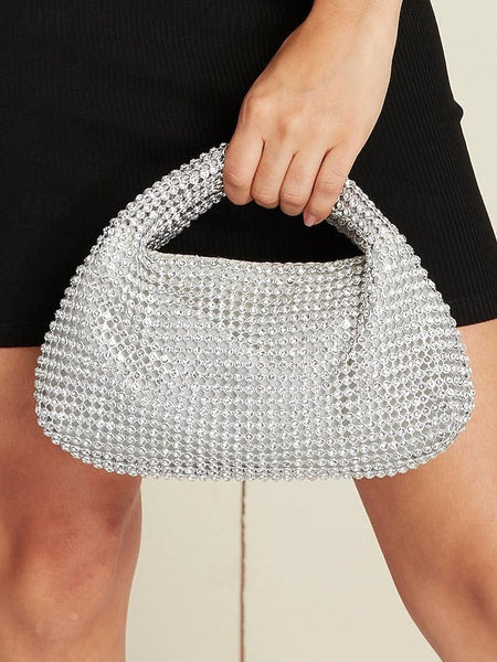 Women's Rhinestone Silver Sparkling Evening – Handbag FashionChic