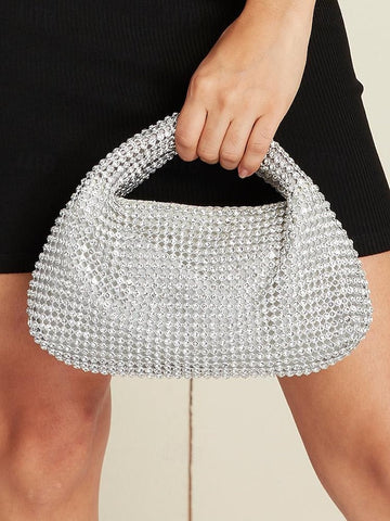 Women's Rhinestone Silver Sparkling Evening – Handbag FashionChic