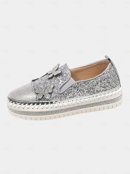 Slip-On with Purple Women's Glitter Sneakers Platform FashionChic