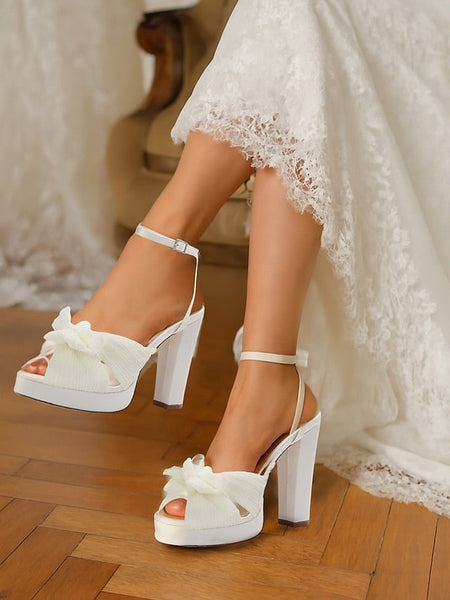 High Strap Platform with Sandals Heel Ankle Women's White FashionChic