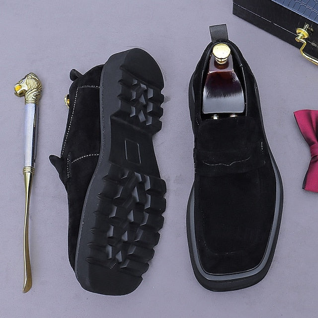 Men's Business Suede Cowhide Loafers -Classic Leather FashionChic