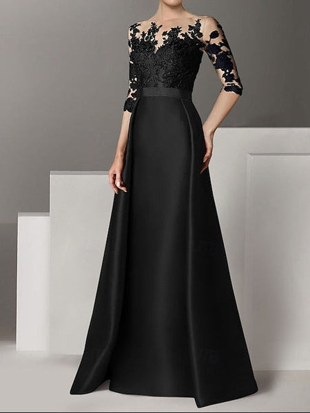 Guest Wedding A-Line Gown Elegant Sweep / Evening Dress Brush FashionChic