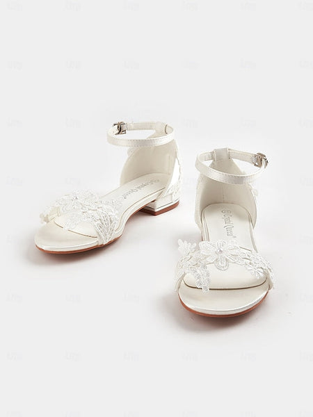 – Elegant Wedding Bridal Flat Women's Sandals Lace White FashionChic