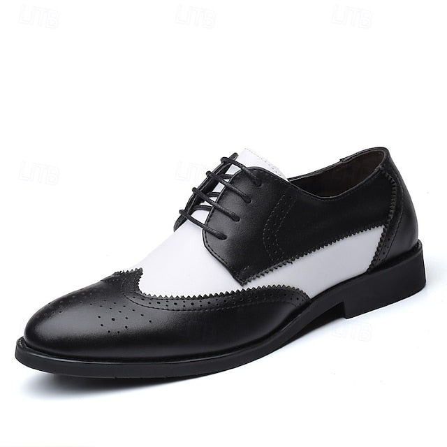 White Dress Brogue Black and with Oxford Shoes Men's FashionChic
