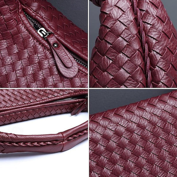 Hobo Leather Burgundy Women's Bag – Woven Faux Chic FashionChic