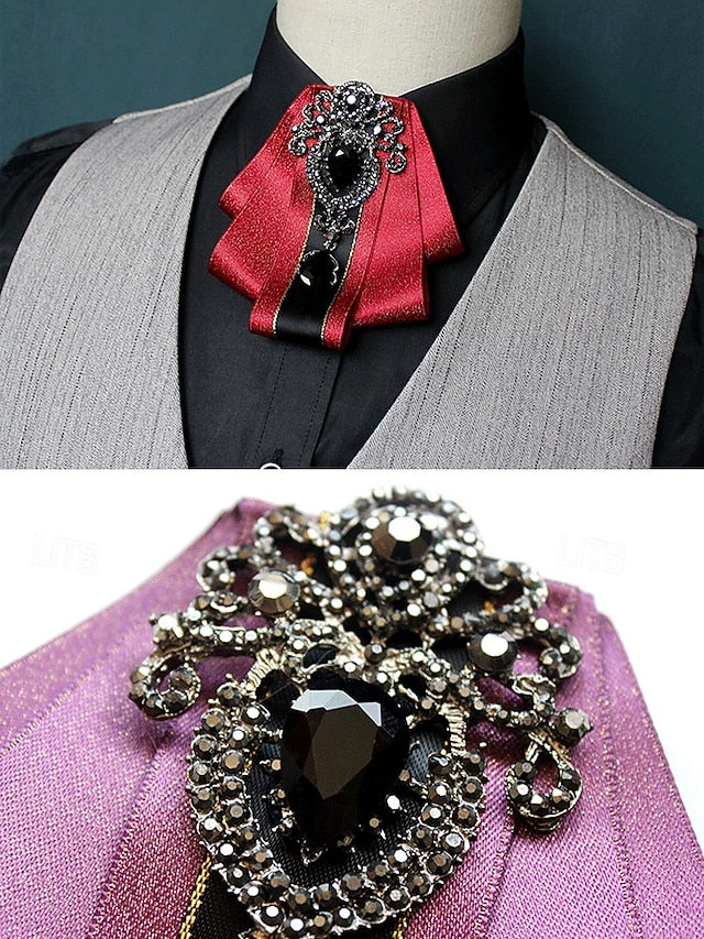 Elegant Men's Christmas Satin Bow Tie - Diamond-Accent FashionChic