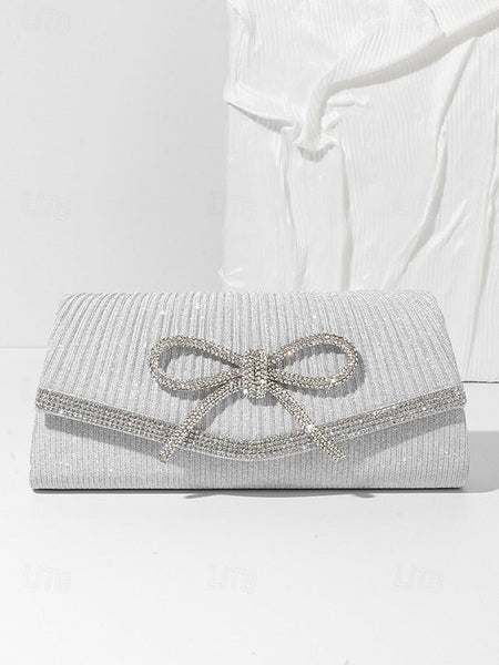 Purse Accent Blue Bow Rhinestone Clutch Glitter with FashionChic