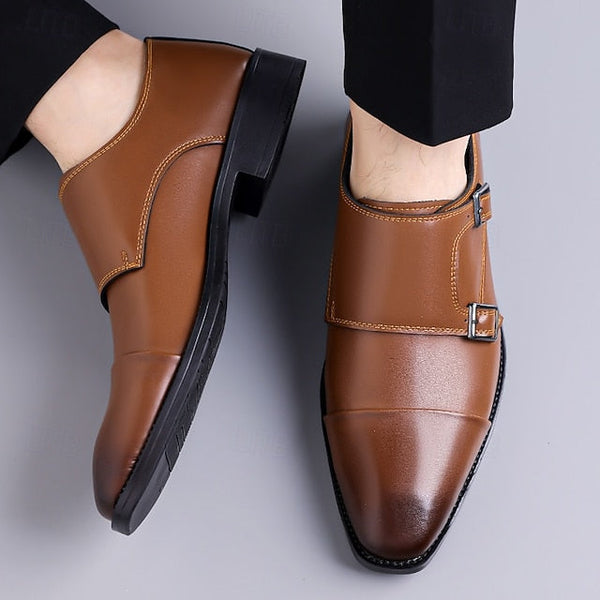 Strap Double – Men's Leather Elegant Shoes Monk Dress FashionChic