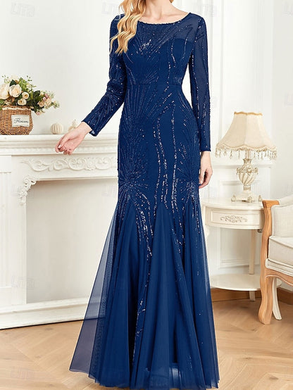 Crew Floor Mother Bride Elegant the Party Neck of Dress FashionChic