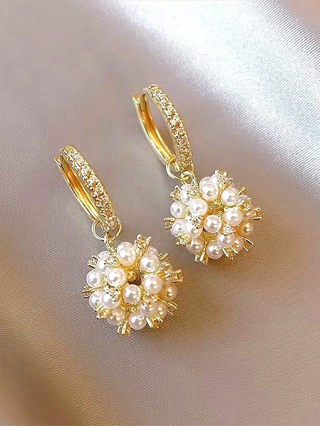 - String Gold Imitation Pearl Plated Women's Earrings FashionChic