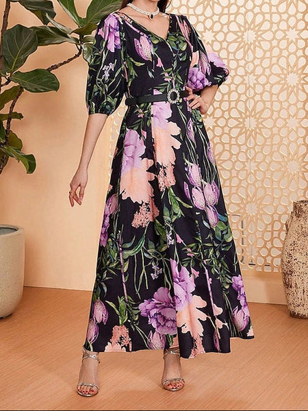 Floor Elegant Neck Dress the Length Bride A-Line V Mother of FashionChic