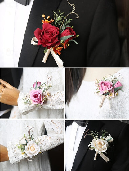 – Wrist Corsage and Wedding Elegant Boutonniere Artificial FashionChic
