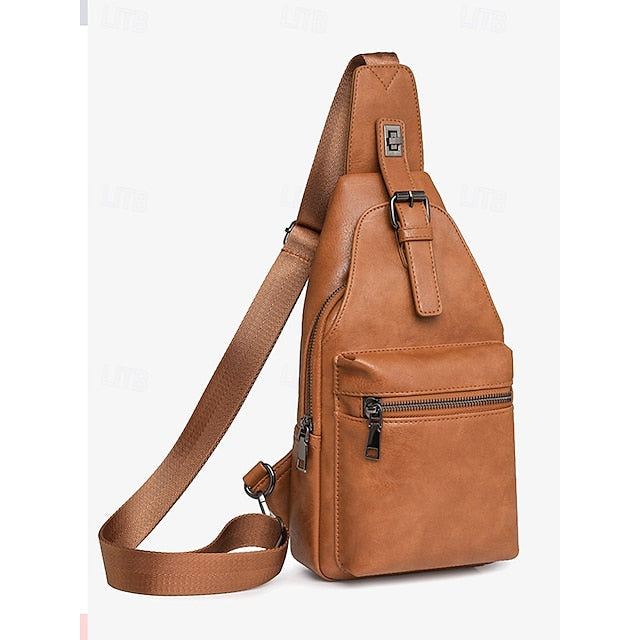 with Sling Faux Brown Bag Women's Leather Crossbody FashionChic