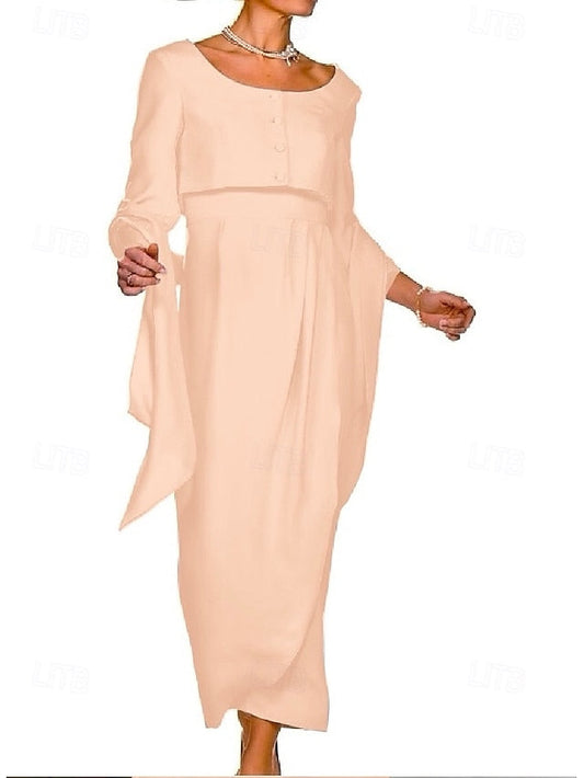 Wedding Mother Bride Dress Sheath the of Guest Piece Elegant Two FashionChic