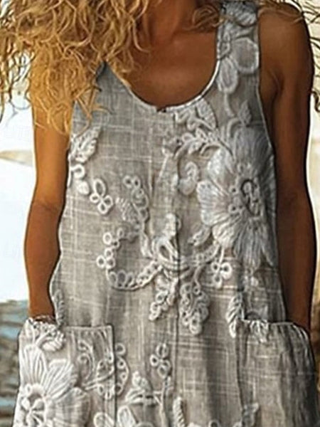 Women's Normal Jumpsuit Casual Floral Sleeveless Wide Leg FashionChic