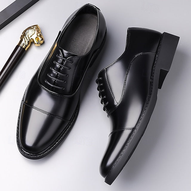 Shoes Dress Brown Oxford Design Cap-Toe Classic Men's – FashionChic