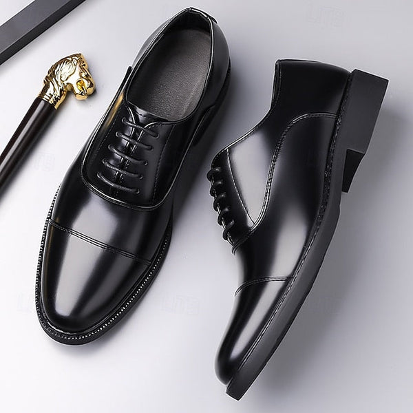 Shoes Dress Brown Oxford Design Cap-Toe Classic Men's – FashionChic