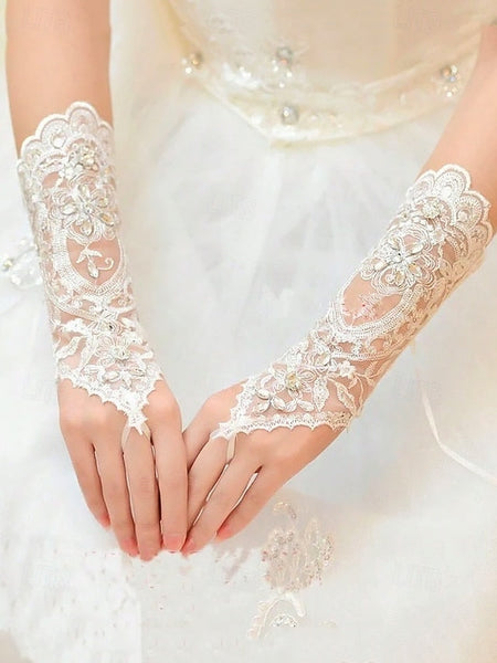 Bridal Pearls with Lace Wedding Gloves Accessories Elegant – FashionChic