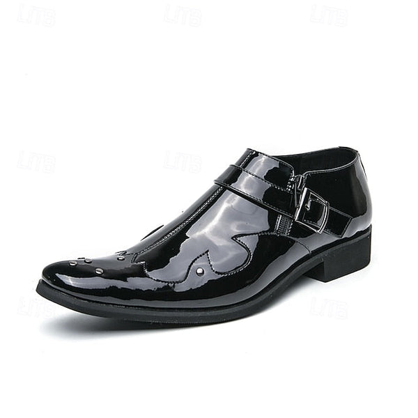 Formal Monk Black – Dress Men's Strap Leather Shoes FashionChic