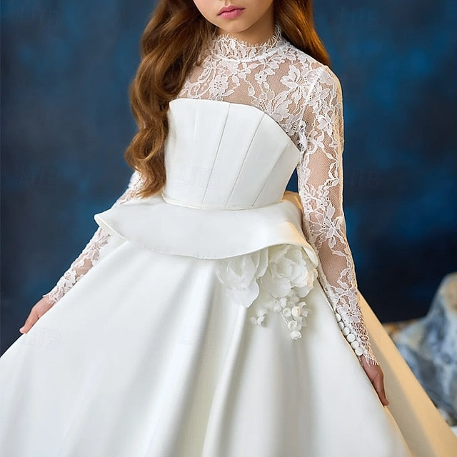 Girls' Color Dress Solid Party Communion Kids First FashionChic
