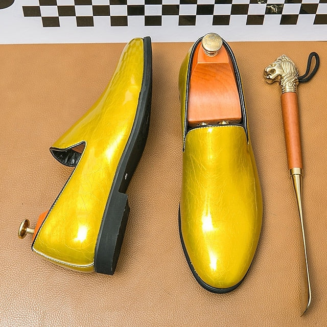 Slip-On Loafers Men's Metallic Shiny Gold – Fashionable FashionChic