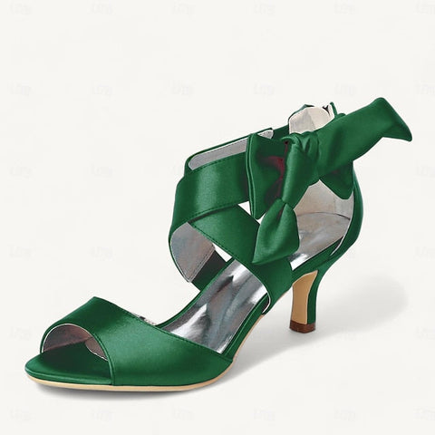 Heel Women's Bowknot Shoes Open Wedding Bridal Kitten FashionChic