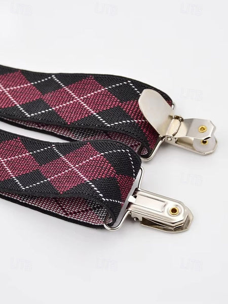 – Clip-On Pattern Men's Suspenders Classic Argyle FashionChic