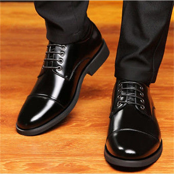 Leather with Shoes Lace-Up Black Patent Oxford Dress Men's FashionChic