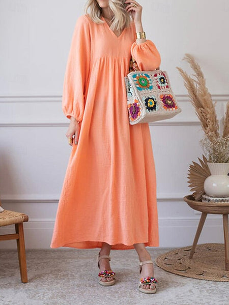 Women's Pink Orange Rose Red Summer Spring Maxi Dress Faux