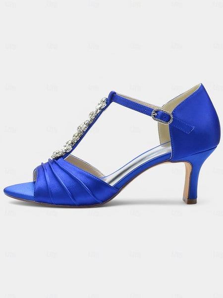 Satin Detail Open-Toe with White – Heels Bridal Crystal FashionChic