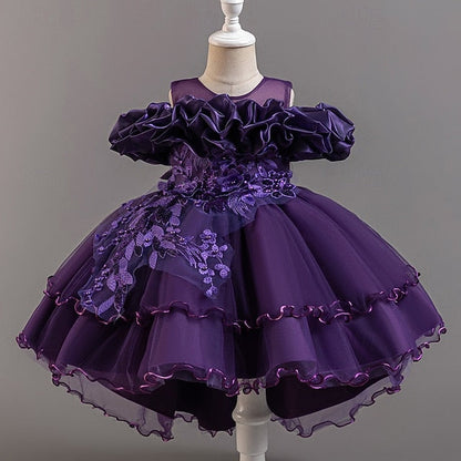 Floral Party Girls' Dress Flower Kids Wedding Short Sleeve FashionChic