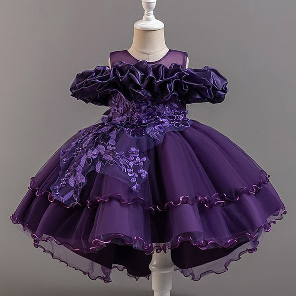 Dress Floral Sleeve Wedding Girls' Short Kids Party Flower FashionChic