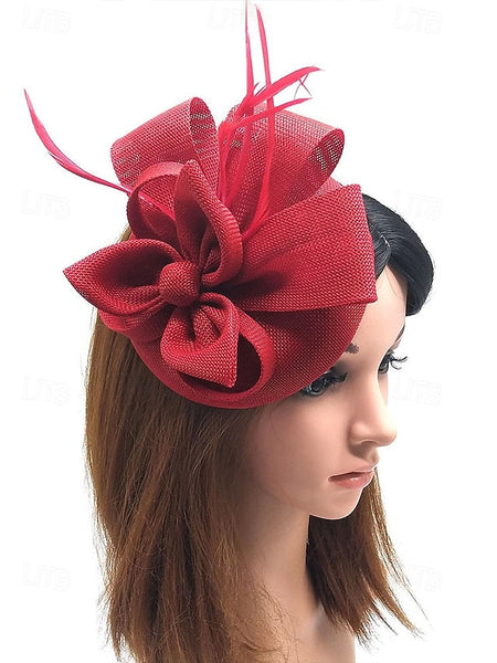 Women's Bow with Feather and Hat Accents Green Fascinator FashionChic