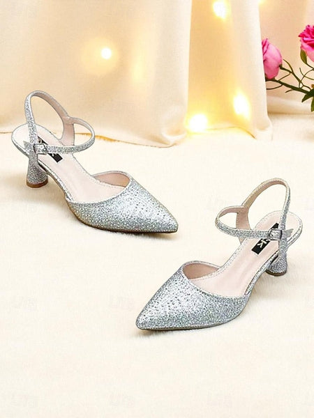 Rhinestone Women's Slingback Red Heels Pointed Toe FashionChic