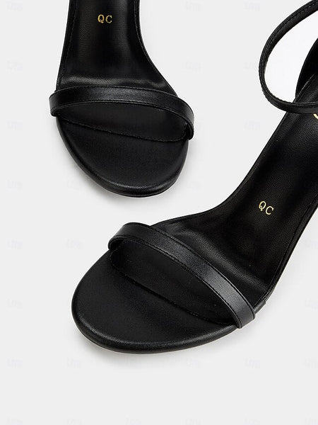 Elegant Sandals Open-Toe Strap for Black Ankle Women - Stiletto FashionChic