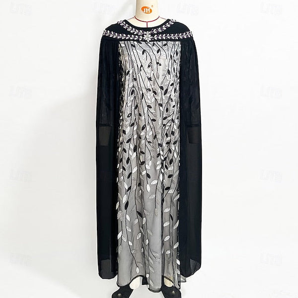 Cape Dress Bride Mother Neck the A-Line Elegant Crew of FashionChic