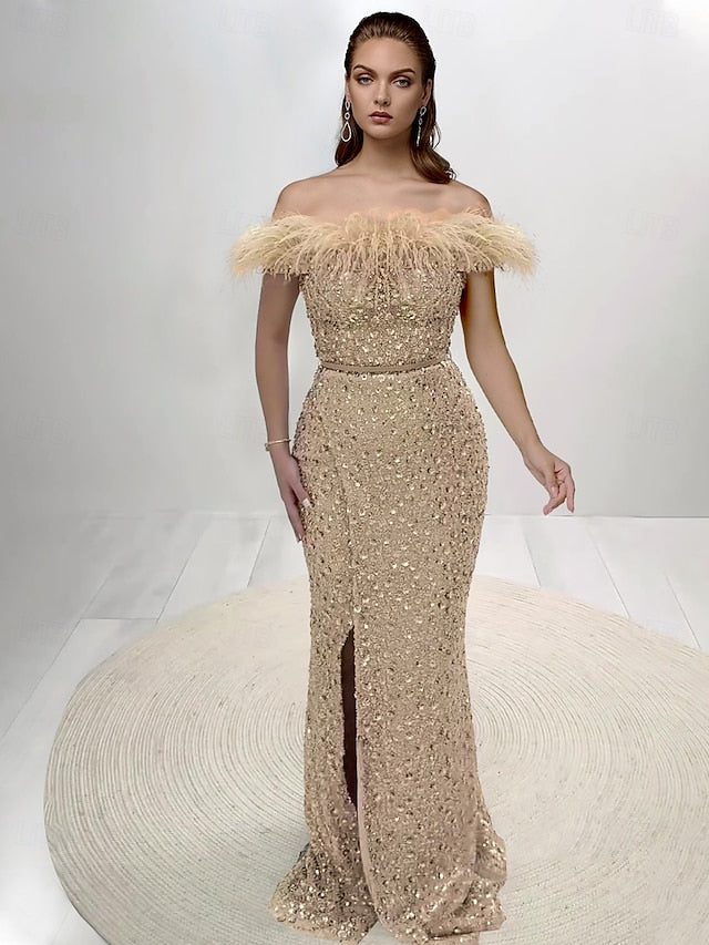 Dress Gown Elegant Evening Floor Formal Mermaid Length FashionChic