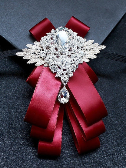 Luxury Brooch Bow Pin Tie Men's Crystal - Elegant Ribbon FashionChic