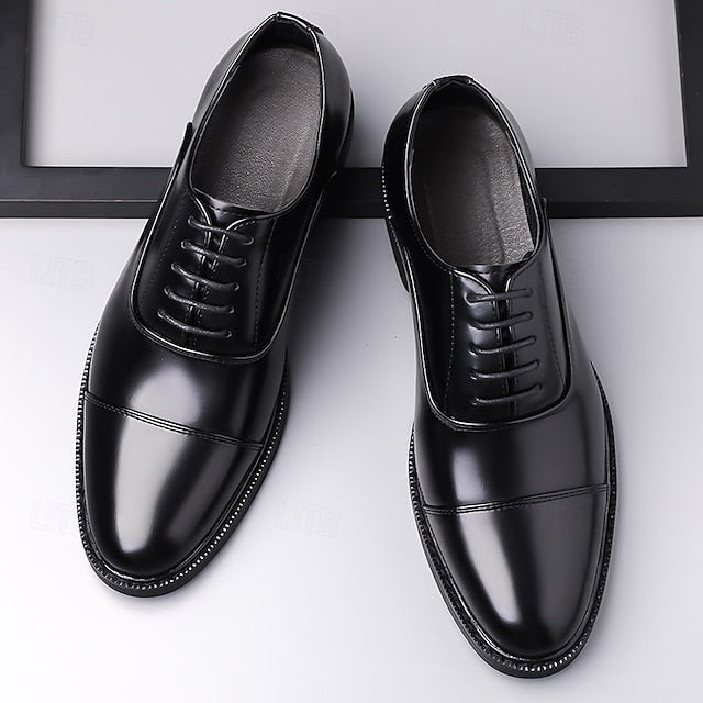 Shoes Dress Brown Oxford Design Cap-Toe Classic Men's – FashionChic