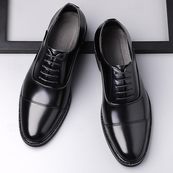 Shoes Dress Brown Oxford Design Cap-Toe Classic Men's – FashionChic